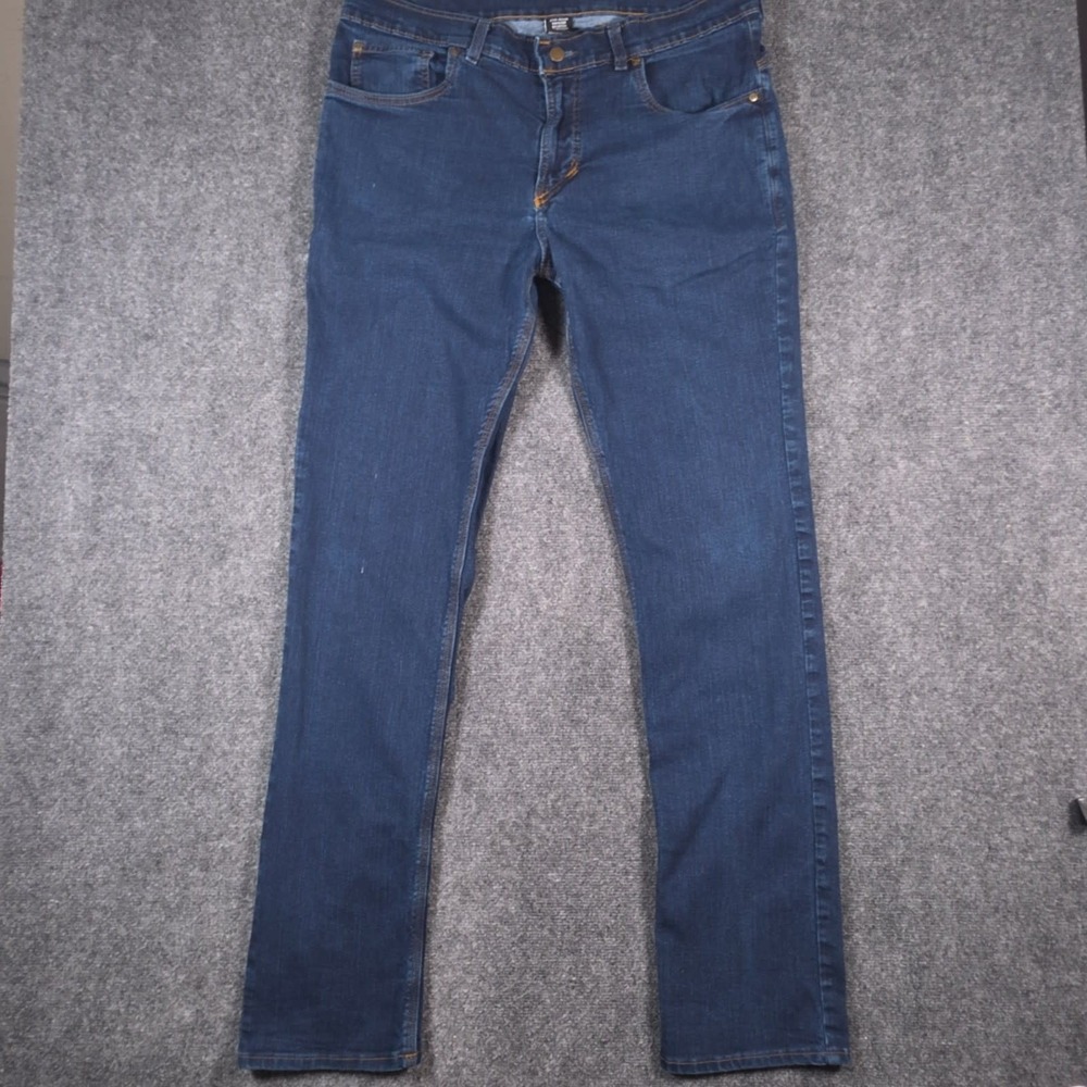 Origin Delta 68 Jeans Mens 38x35 Blue Slim Straight Legit Fit Made in USA
